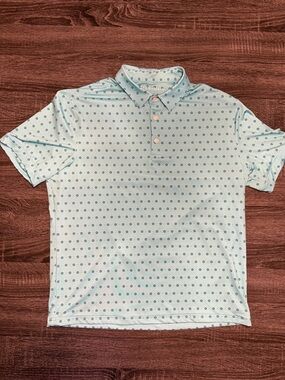 Mizzen+Main Light Blue Polo with Navy Micro Geo Print